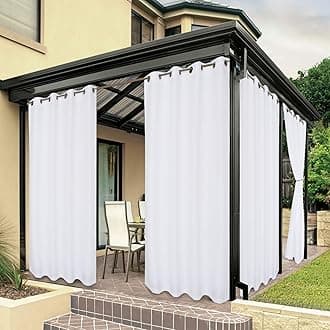 BONZER Waterproof Indoor/Outdoor Curtains for Patio - Privacy Grommet Curtains for Bedroom, Living Room, Porch, Pergola, Cabana, 1 Panel, 54 x 120 inch, White