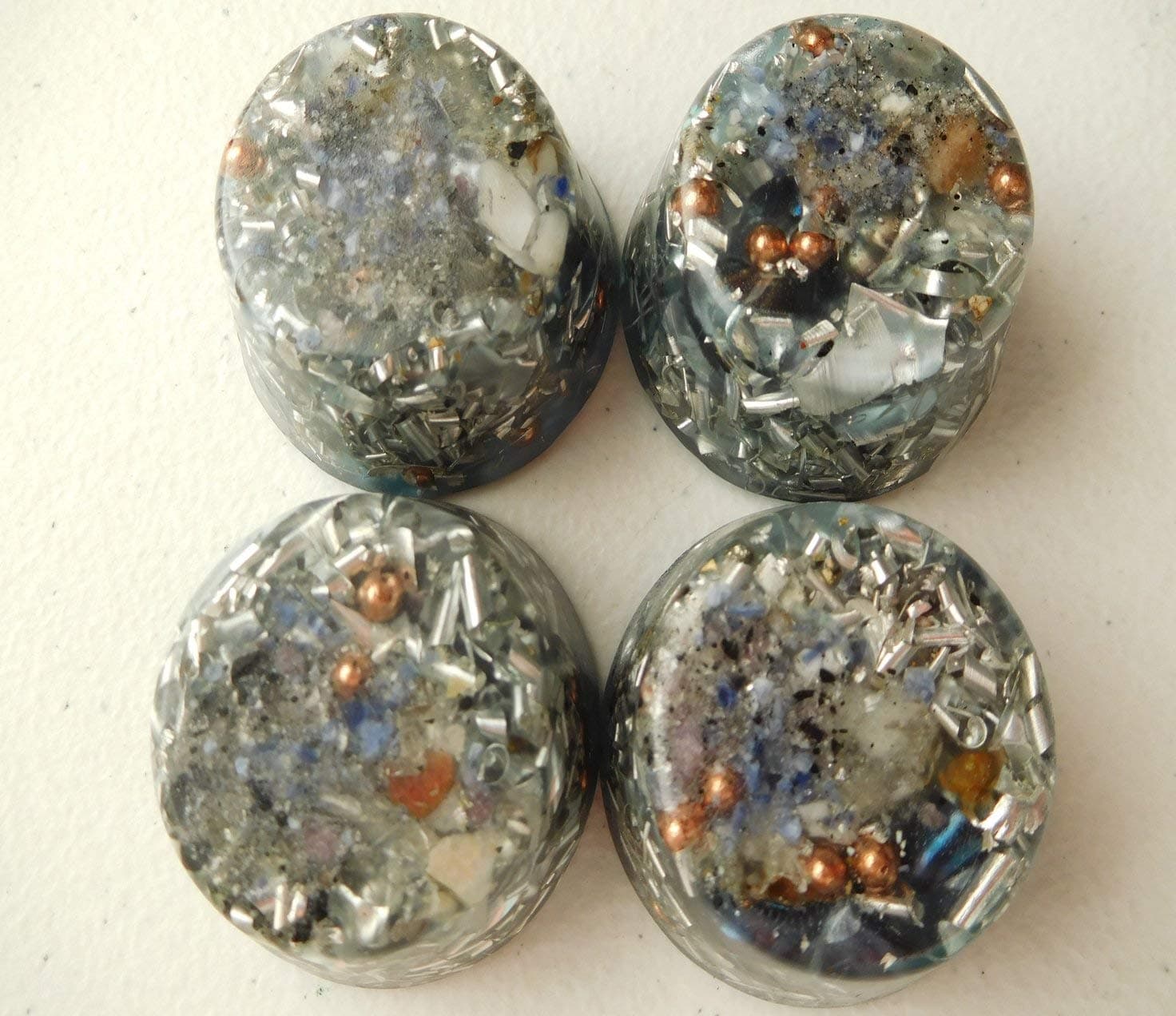 Small Tower Busters 4 Light Blue Orgone Generator Energy Accumulator PERFECT GIFTING TOOL!!!! Made 528Hz Frequency with OM Chants Many Beautiful Ingredients and Colors!!