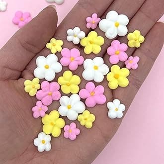 Royal Icing Blossoms | Mini Edible Flowers | Edible Roses | White Wedding Flowers | Cake Sprinkles | Bulk Sprinkle Mix | by Simply Sucré (54 Count, Spring Blossoms)