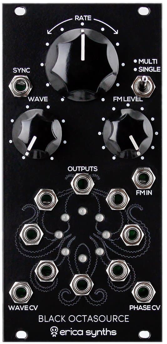 Black Octasource Syncable LFO Eurorack Module with Phase Shift