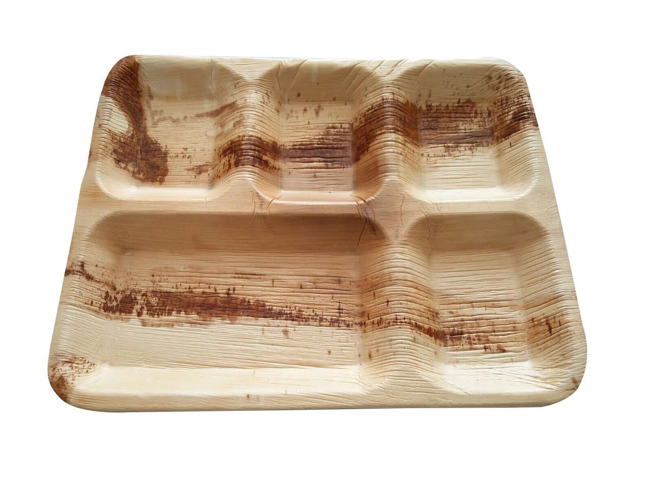 Eco friendly disposable plates 5 compartment 30cm x 25cm (pack of 25 plates)