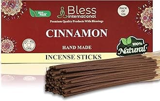 - Bless-Cinnamon 100%-Natural-Handmade-Hand-Dipped-Incense-Sticks Organic-Chemicals-Charcoal-Free Purification-Relaxation-Positivity-Yoga-Meditation Best-Woods-Scent (100 Sticks(5.25 OZ))