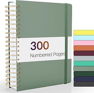 Forvencer Lined Spiral Journal Notebook with 300 Numbered Pages, B5 College Ruled Thick Journals for Writing with 100GSM Paper, Hardcover Notebooks with Contents for Work, School,olive green