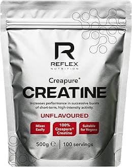 Creapure® Creatine Monohydrate Powder Unflavoured - 100% Creatine for Strength, Muscle Gains & Recovery - No Fillers or Additives - 500g (Vegan Creatine 5g per Serving, 100 Servings)
