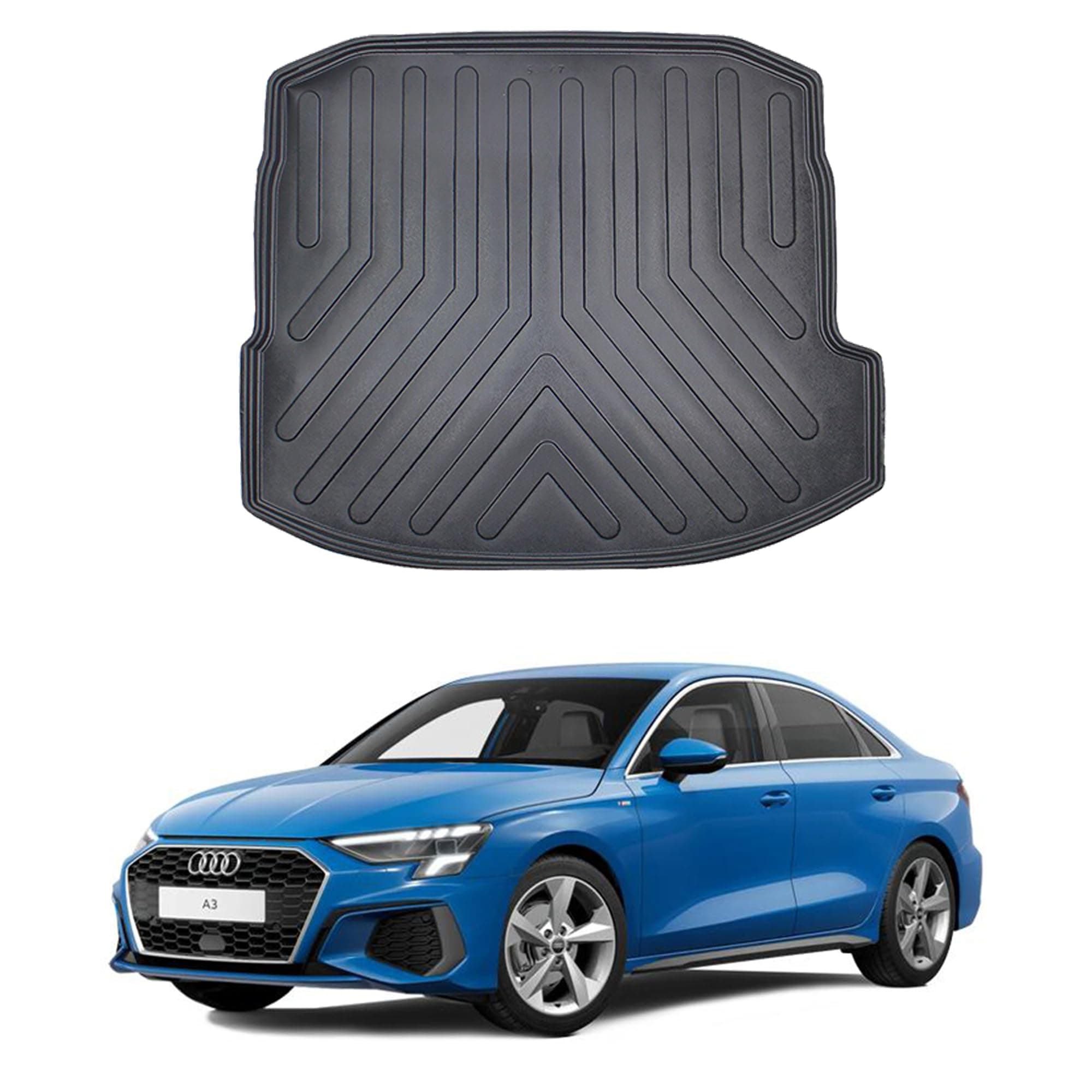 Heavy-Duty Rubber Boot Liner Mat for Audi A3 8Y Saloon 2021–2026 – Waterproof Non-Slip Vehicle Boot Mat with Raised Edges – Compatible with Audi A3 8Y Saloon 2021–2026