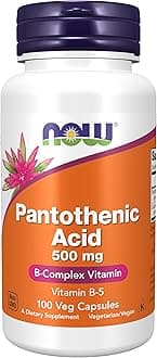 NOW Foods Pantothenic Acid 500mg, 100 Capsules (Pack of 2)