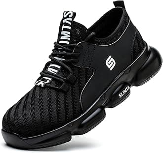 Safety Shoes for Men Women Steel Toe Boots Non-Slip Lightweight Breathable Sneakers Puncture Proof Protective Industrial Black Work Shoes - EU 42