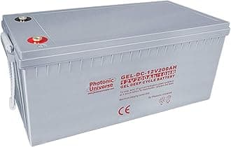 200Ah 12V Photonic Universe Gel deep cycle battery for a motorhome, caravan, camper, boat, yacht, solar or wind power system, UPS, emergency and off-grid/back up power systems