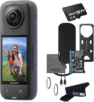 Insta360 X4 8K 360 Waterproof Action Camera, 8K 360, Stabilization, Touch Screen, AI Editing, Live Streaming, Webcam, Voice Control (256GB), Black