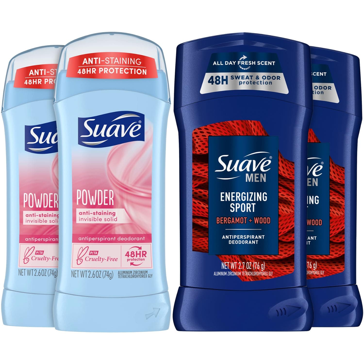 Women's Powder Deodorant & Men's Energizing Sports Deodorant Bundle