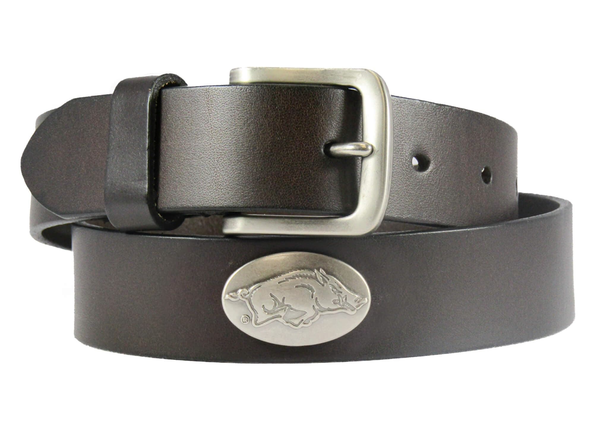 Men's Arkansas Razorbacks Leather Concho Belt