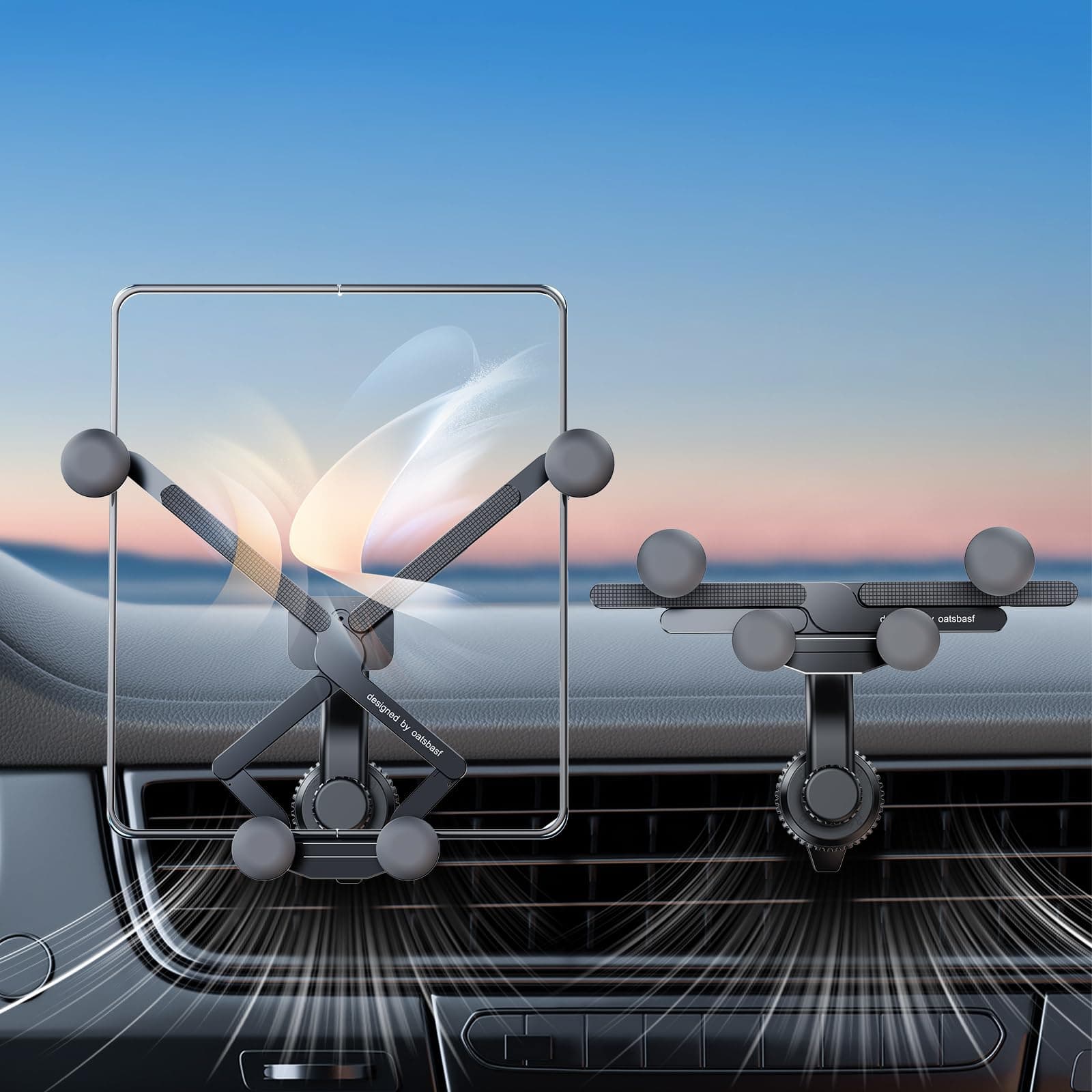 Z Fold 7 6 5 4 3 2 Car Mount Accessories, [2 Forms & Thick Case Friendly] Gravity Cell Phone Holder Mount for Samasung Galaxy Fold 7 6 5 4 3 2 Google Pixel 9 Pro Fold S25 Ultra iPhone 17 16 15