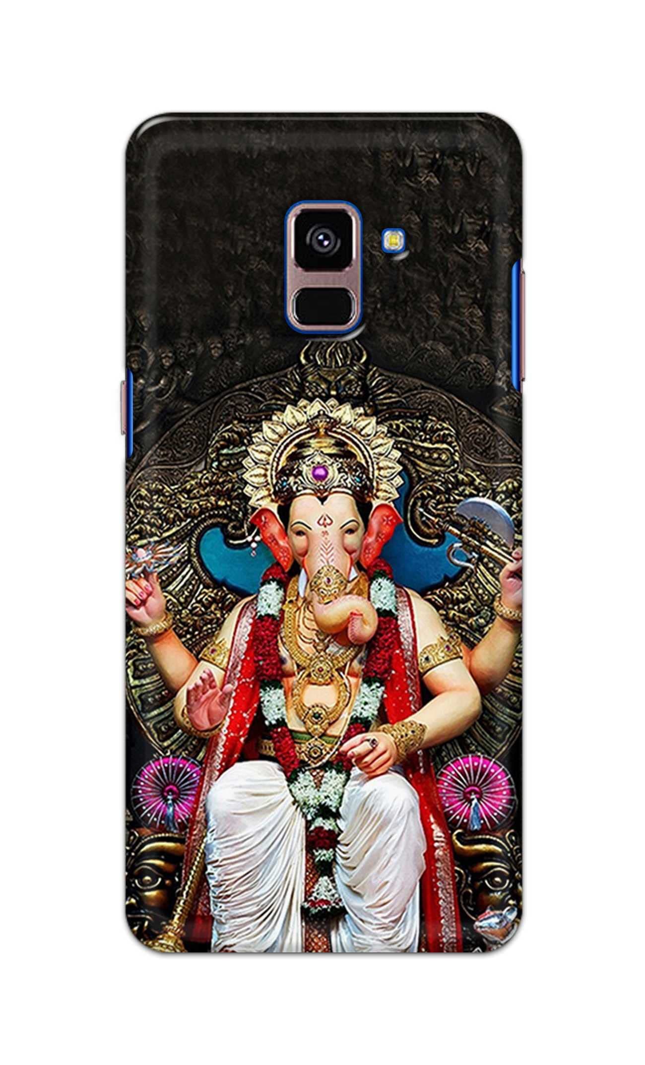PRINTFIDAA Lord Ganesh Bappa Moriya Vinayaka Printed Designer Hard Back Case Cover for Samsung Galaxy A8 Plus (2018), A730F, A730F / DS -(YG) MVN1010