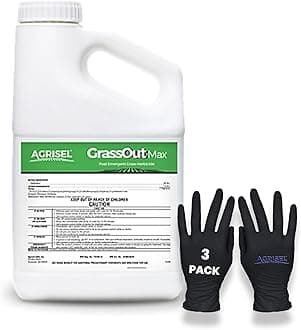 - GrassOut Max Weed Killer, Targets 50+ Grassy Weeds Without Harming Desired Plants, Pet Safe, Large Area Treatment, Easy Application, Includes 3-Pack of Agrisel Protective Gloves, 128 Ounces