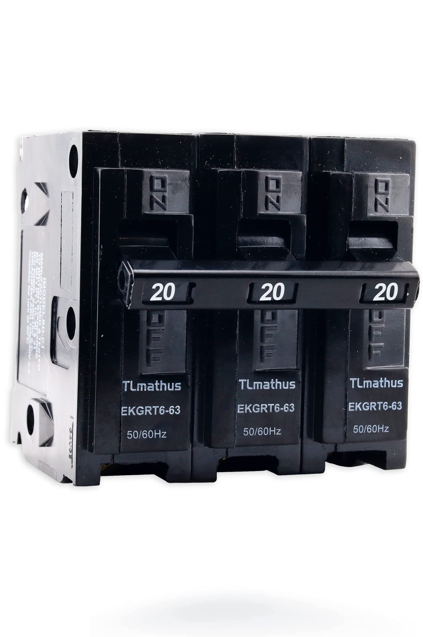 20 Amp 3 Pole Type QP Circuit Breaker Plug-On Molded Case Circuit Breaker, Thermal Magnetic Protection, 10KAIC, 120/240V, Fit for Commercial and Light Industrial installations(3P 20A)