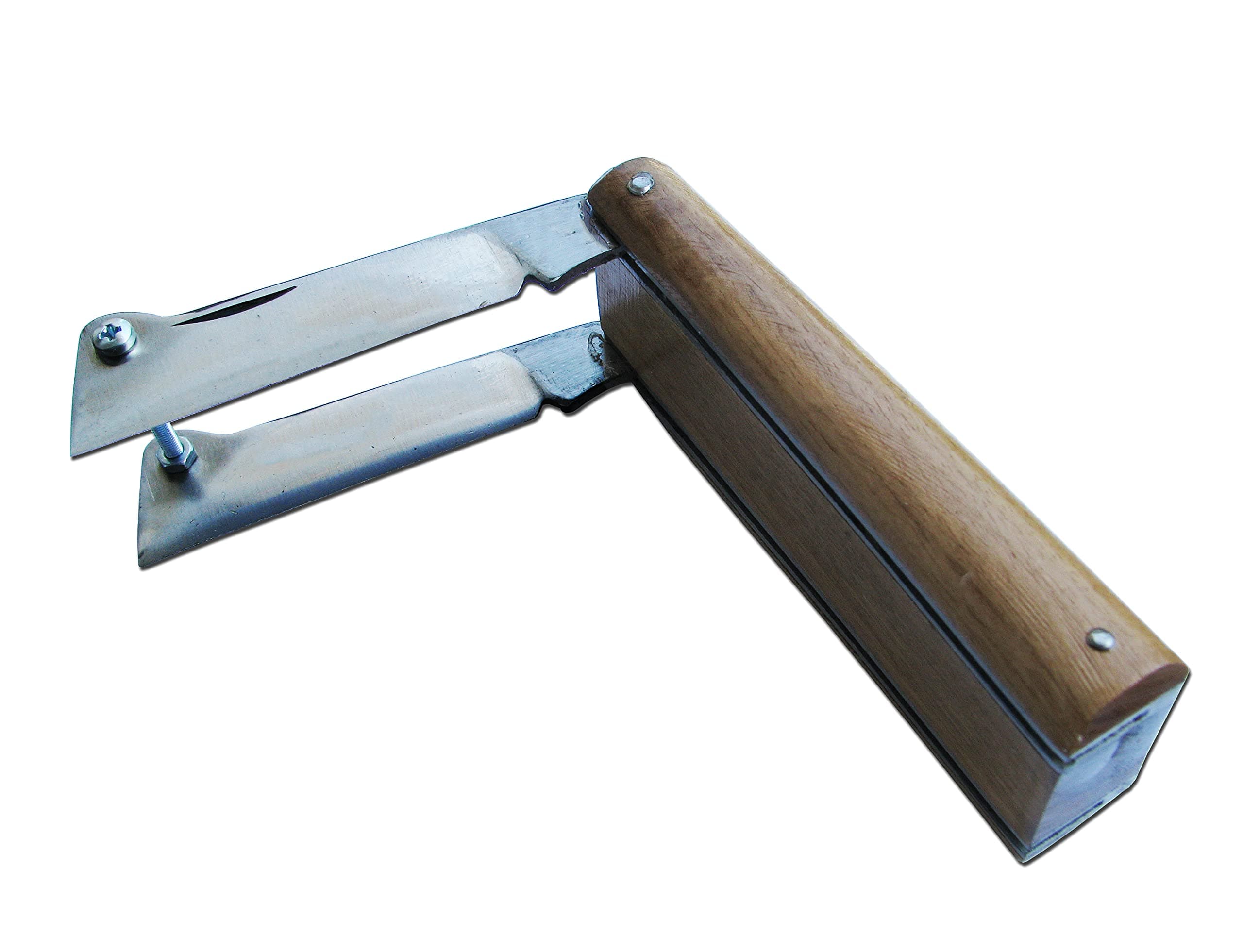 Glittering Bazaar Double Blade Grafting Knife - Folding Pruning Tool with Wood Handle, High Carbon Steel Blades for Budding, Grafting & Garden Work