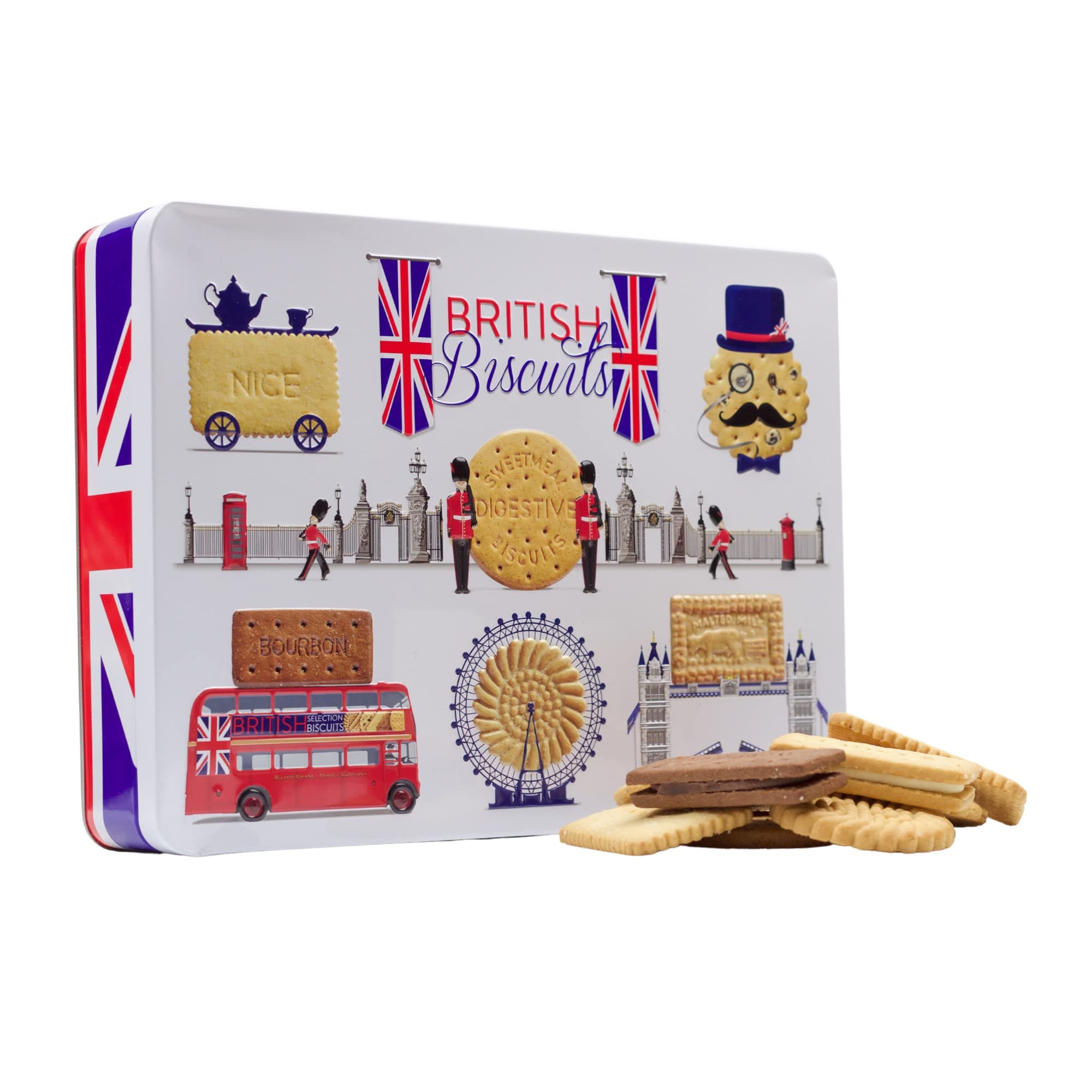 British Biscuits Gift Set - Novelty Treats Tin, Luxury Assorted Biscuits Selection Box, London Souvenirs Tins - British Snack Selection, Birthday Present for Men and Women, Easter Gift