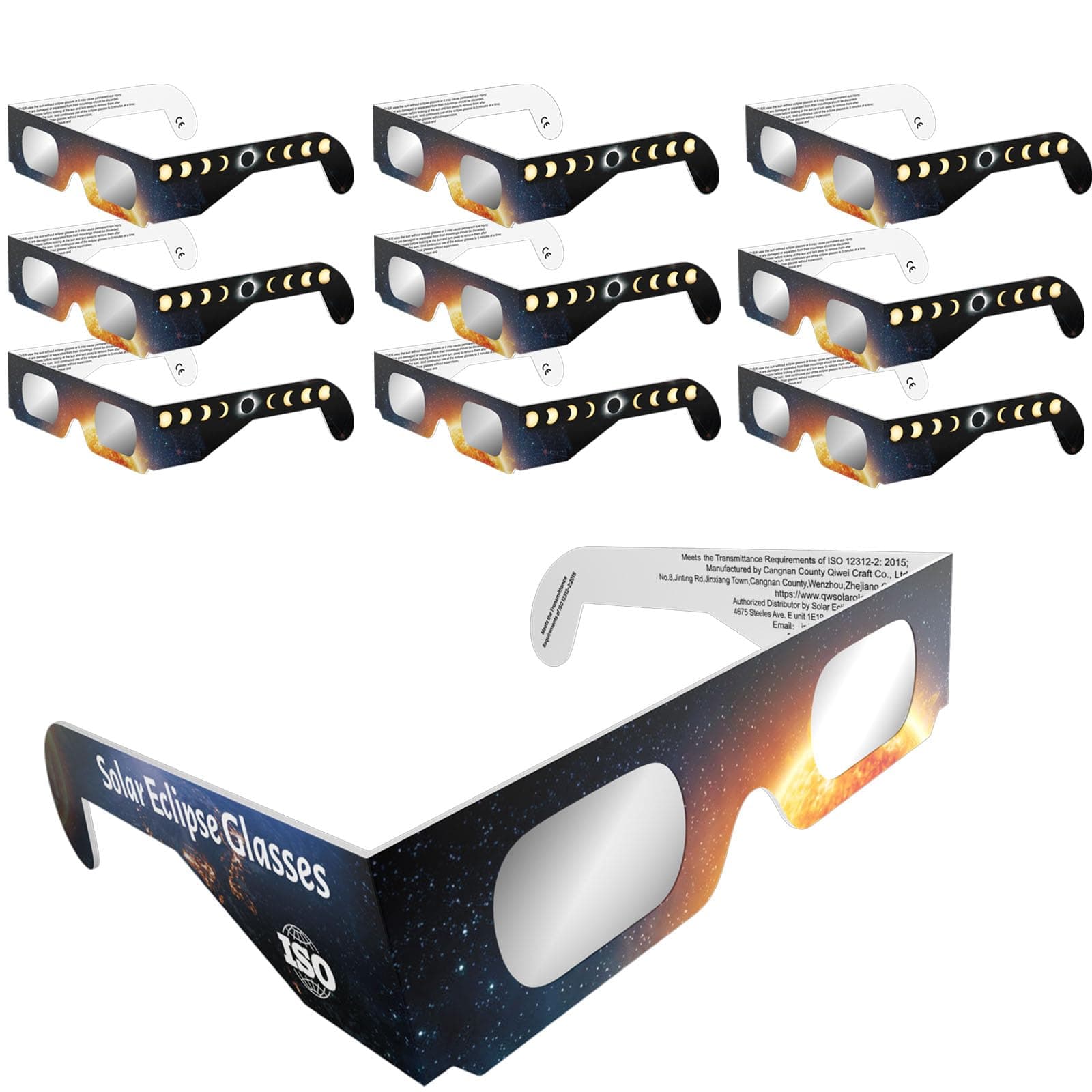 Paper Eclipse Glasses, ISO 12312-2 and CE Certified, 2024 Total Solar Eclipse, Safe Shades for Direct Sun Viewing