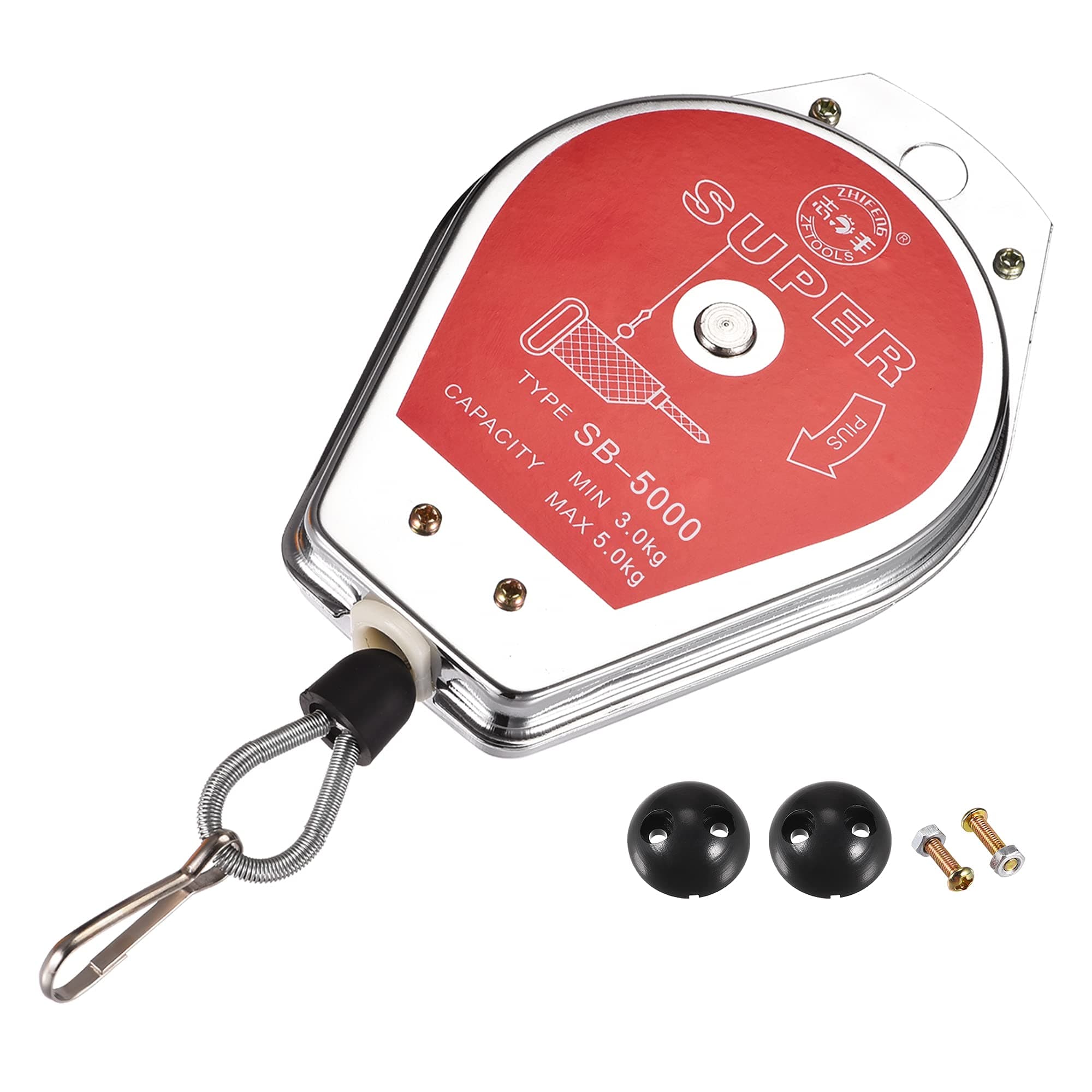 MECCANIXITY Retractable Spring Balancer Tool Holder Hanging Equipment 6.6-11lbs (3-5kg) Red for Assembly-line with Fitting Accessory