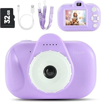32MP Dual Lens Toddler Camera Kids Digital Camera for 3 4 5 6 7 8 9 Year Old Girl Christmas Birthday Gifts, Purple
