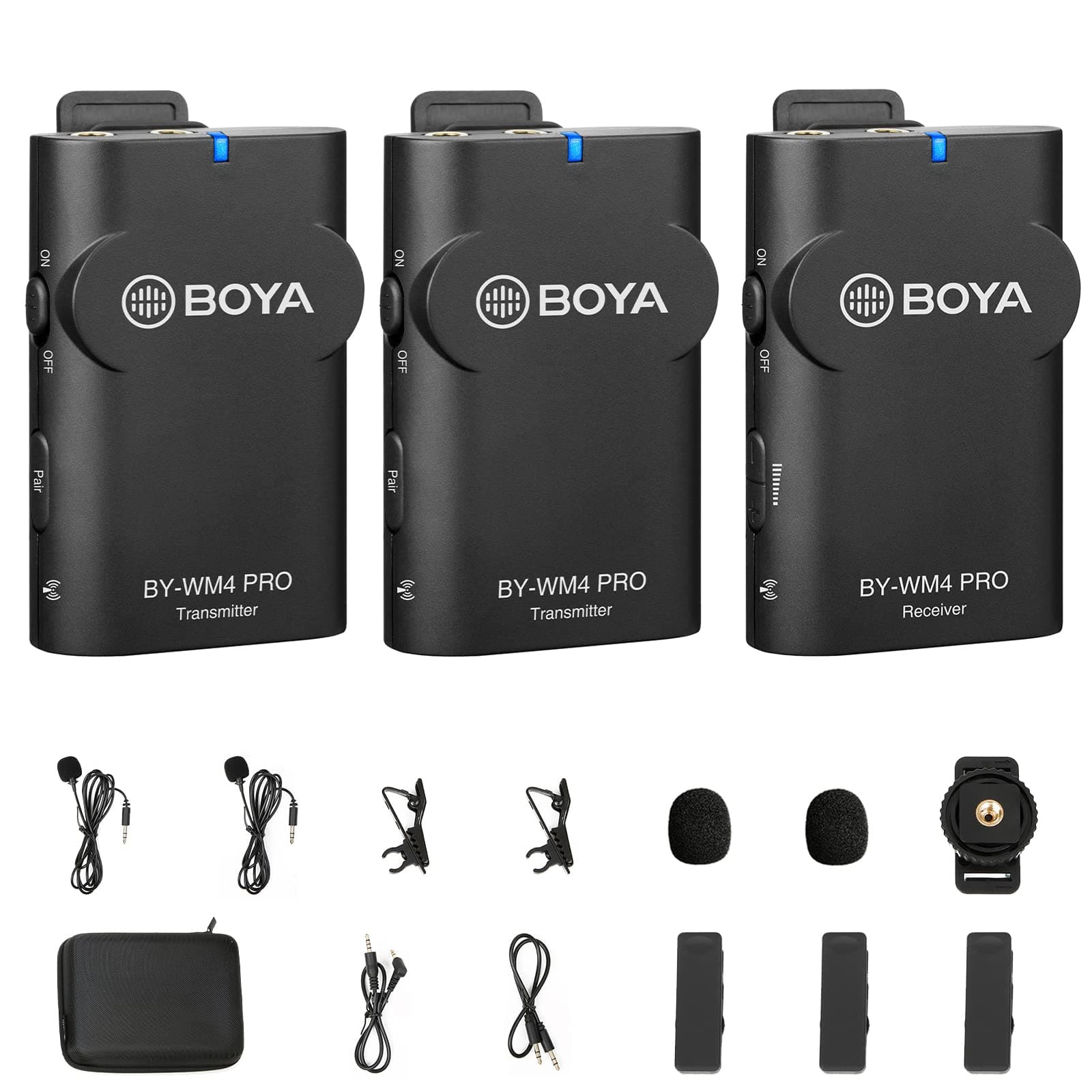 Boya By-Wm4 Pro-K2 Portable 2.4G Wireless Microphone, Black