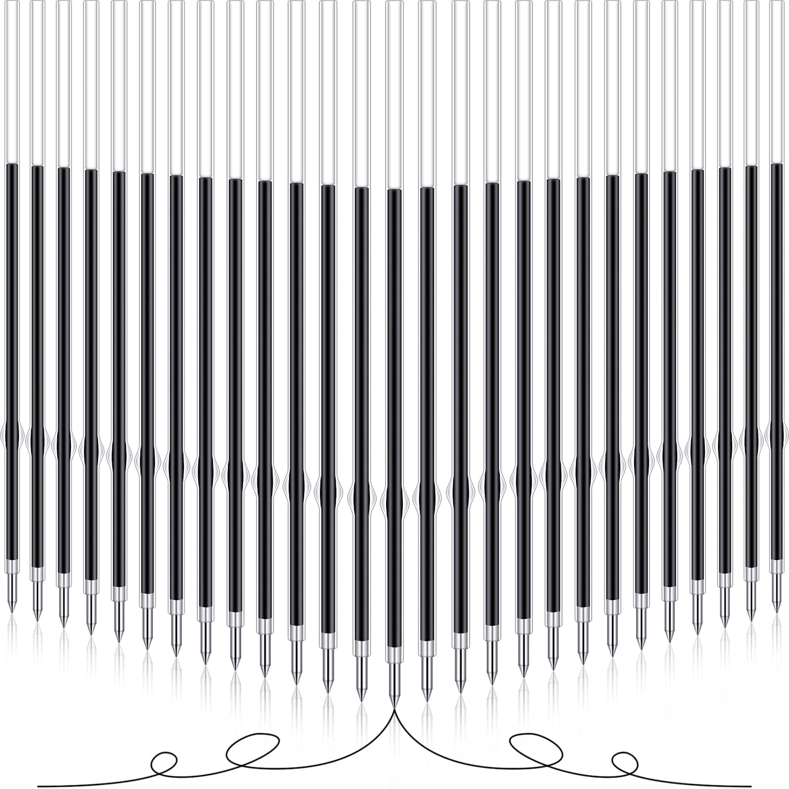 Outus 60 Pcs 0.7 mm Black Retractable Pen Refills Bulk 4.2inch Replacement Ballpoint Ink Pen Refills for Click Ball Point Pens School Office Supplies