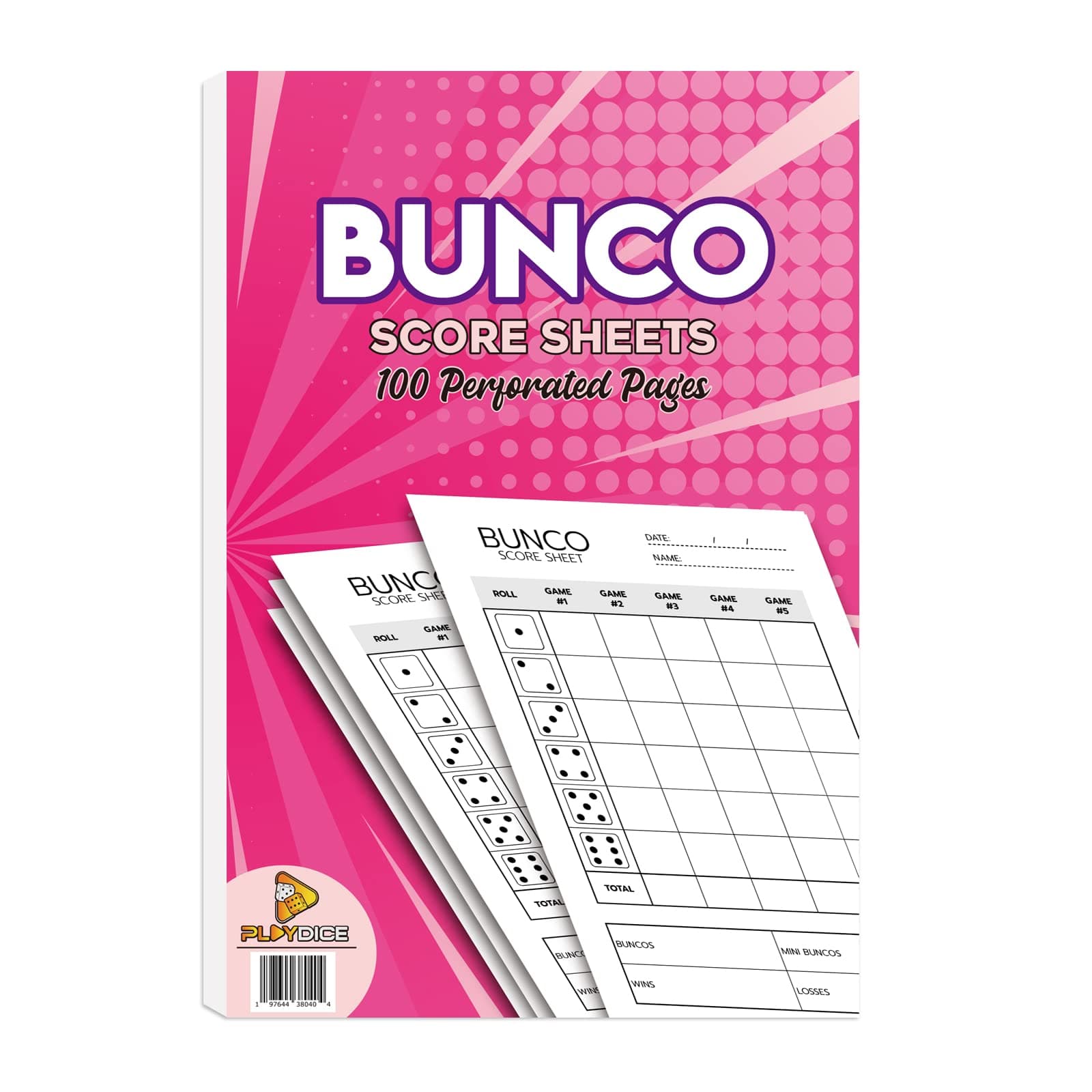 Bunco Score Sheets: 100 Single Side Large Print Score Sheets with Perforation, Perfect Addition to Your Bunco Game Kit and Bunco Party Supplies