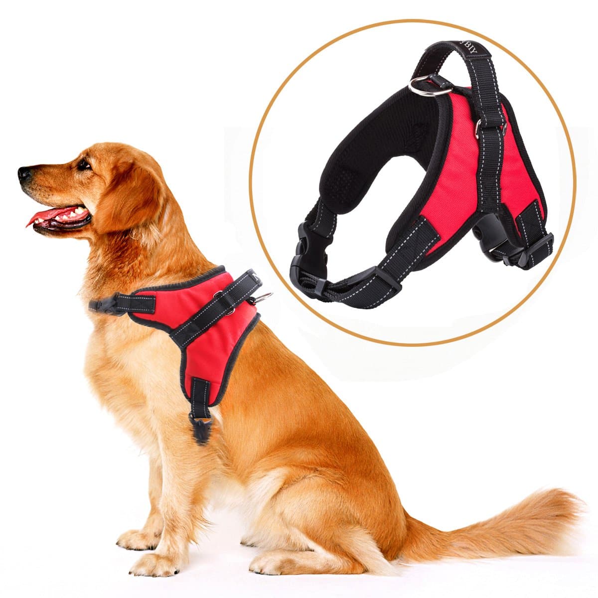 MerryBIY Big Dog No Pull Chest Harness Vest Adjustable Soft Padded Breathable Saddle Style with Handle for Dogs Pets Outdoor Walking Trainning Sport Safety Collar Harness (Size XL, Red)
