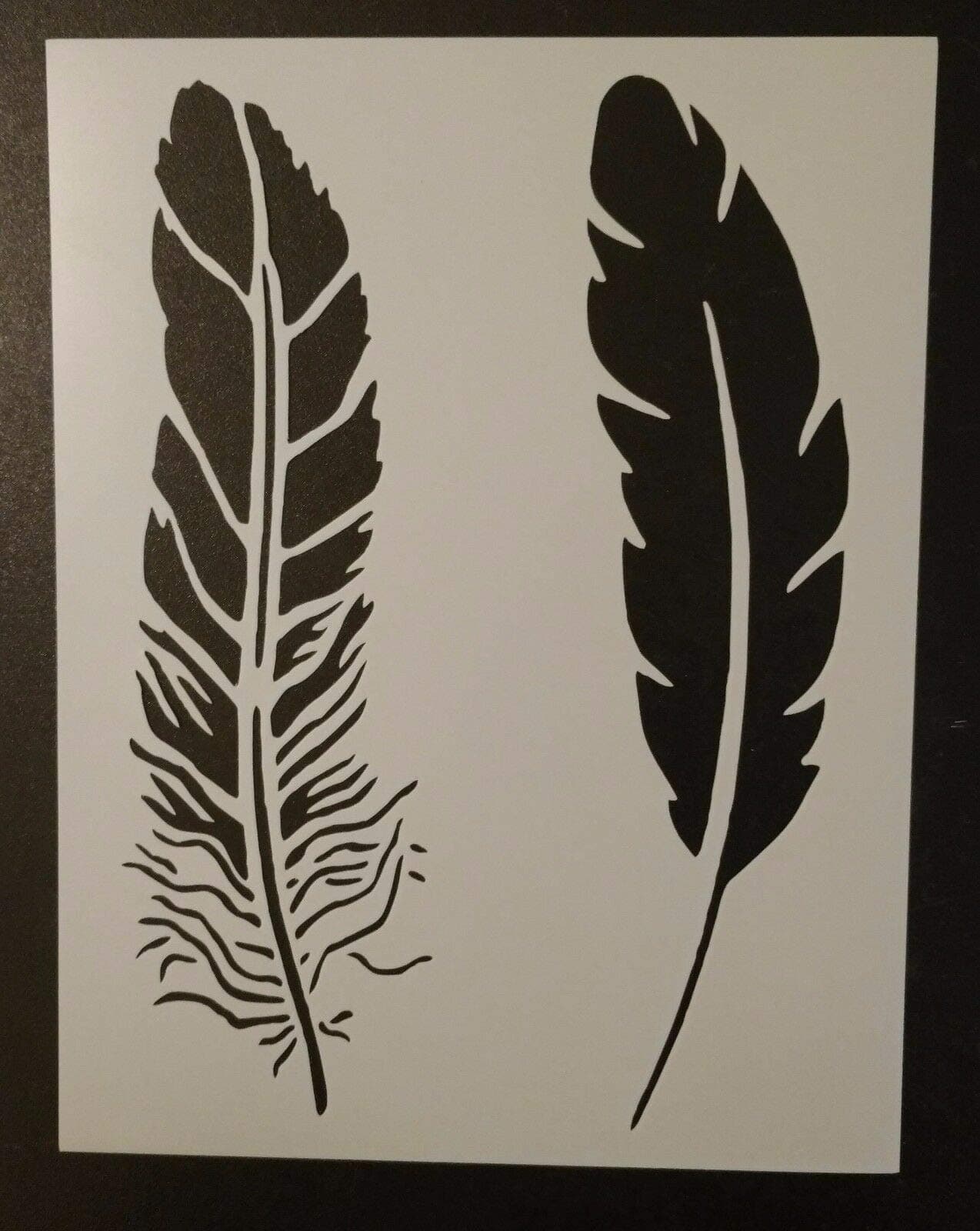 Reusable Sturdy Stencil Big Feathers Bird Feather 8.5" x 11" Stencil Logo Cut Stencil Sheet (not Paper) Arts and Crafts Material Scrapbooking for Airbrush Painting Drawing