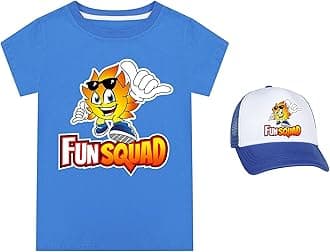 Boys Girls Fun Squad Merch T Shirt and Snapback Cap Cotton Tshirt Kids Hat Short Sleeve Unisex Birthday Clothes Gift for Child