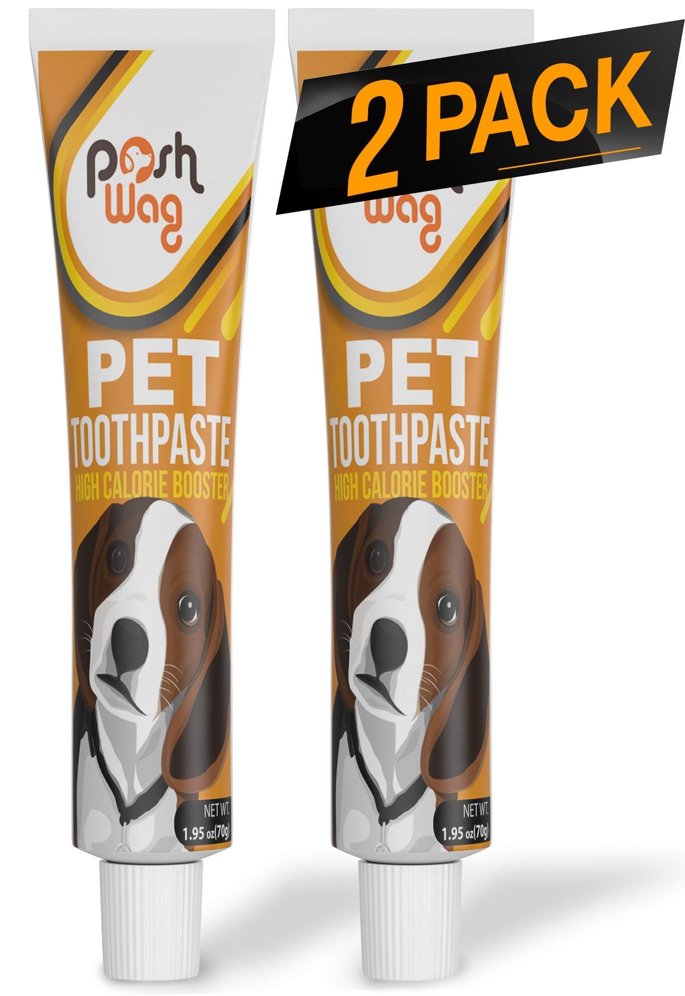 Poshwag 2 Pack Doggy Toothpaste [FIGHTS BAD BREATH] Toothpaste for Dog & Cat, High Calorie Booster, Helps Remove Food Debris Designed for Pets [REMOVES PLAQUE] 1.95 oz