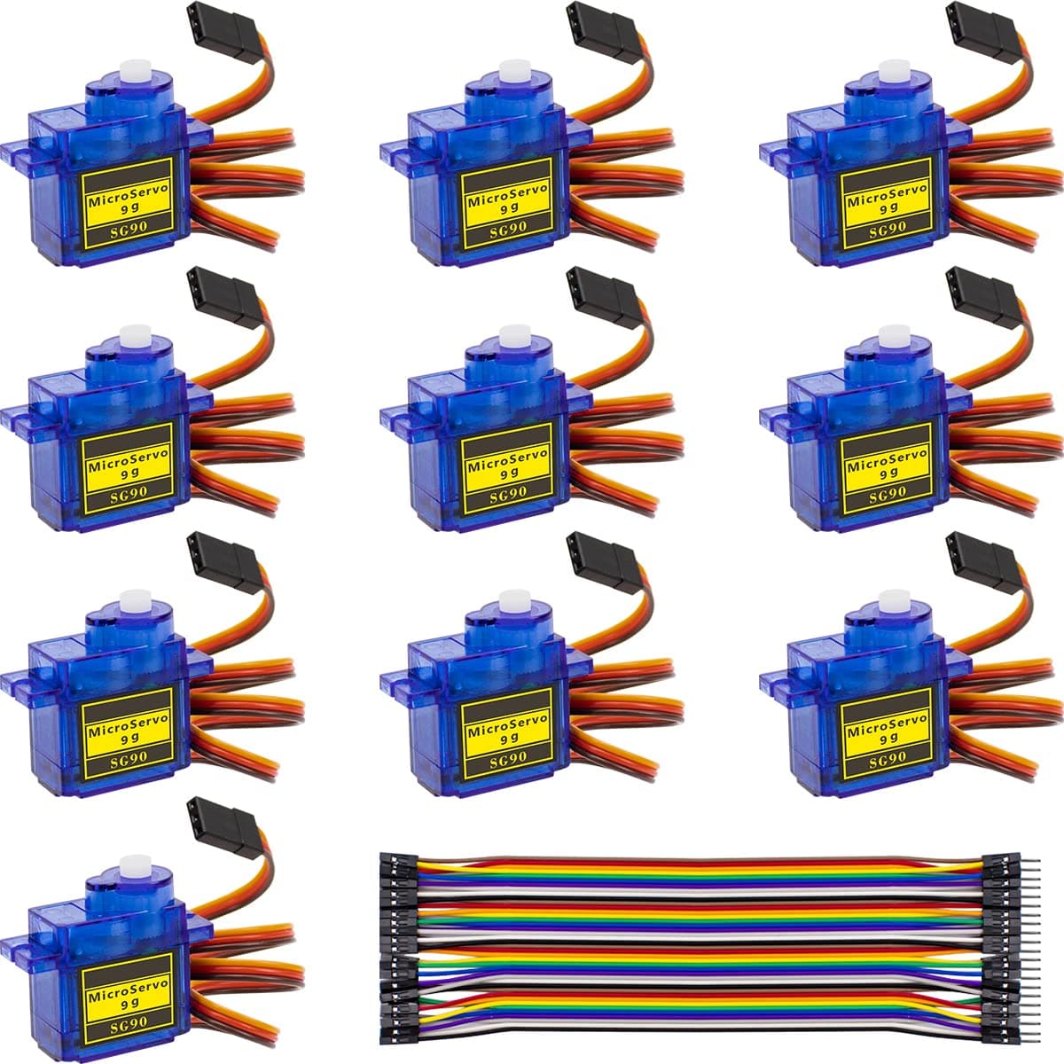 10 Pack Servo Motors SG90 9G Micro Servo for RC Robot Helicopter Airplane Boat Remote Control Toys, Servo for Arduino Project, Blue