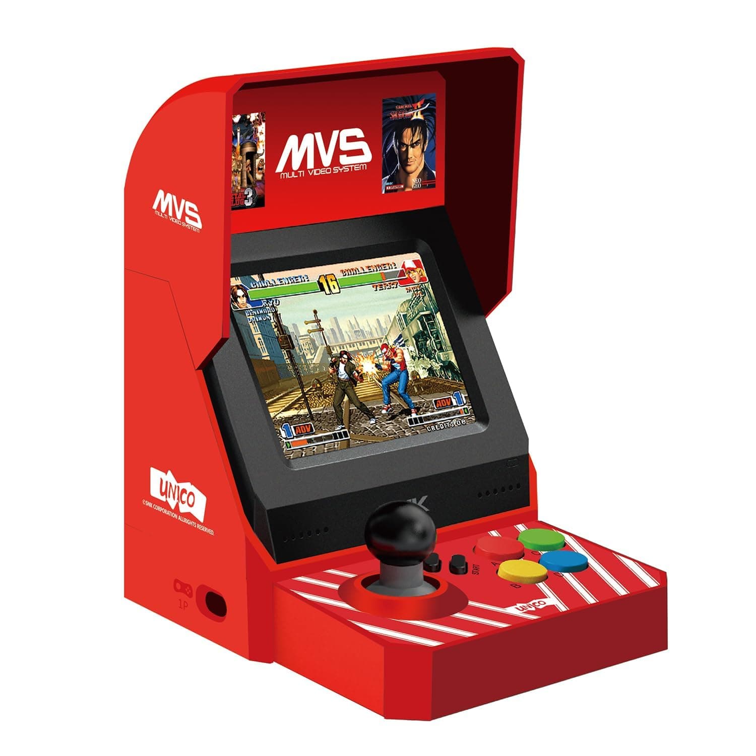 UNICO MVS Mini Home Arcade Machine, 45 Pre-Loaded Classic Games:10 KOF / 5 Metal SLUG / 7 Fatal Fury / 6 Samurai SHODOWN and More, 3.5inch Screen, HDMI and Gamepads Port