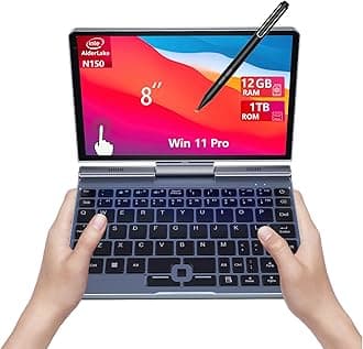 8" Mini Laptop, N150,2-in-1 Small Computer 12GB RAM, 1TB SSD, Touchscreen, Win 11 Pro, Wi-Fi 6, BT 5.2, Stylus Support, HDMI, Lightweight Portable Convertible PC