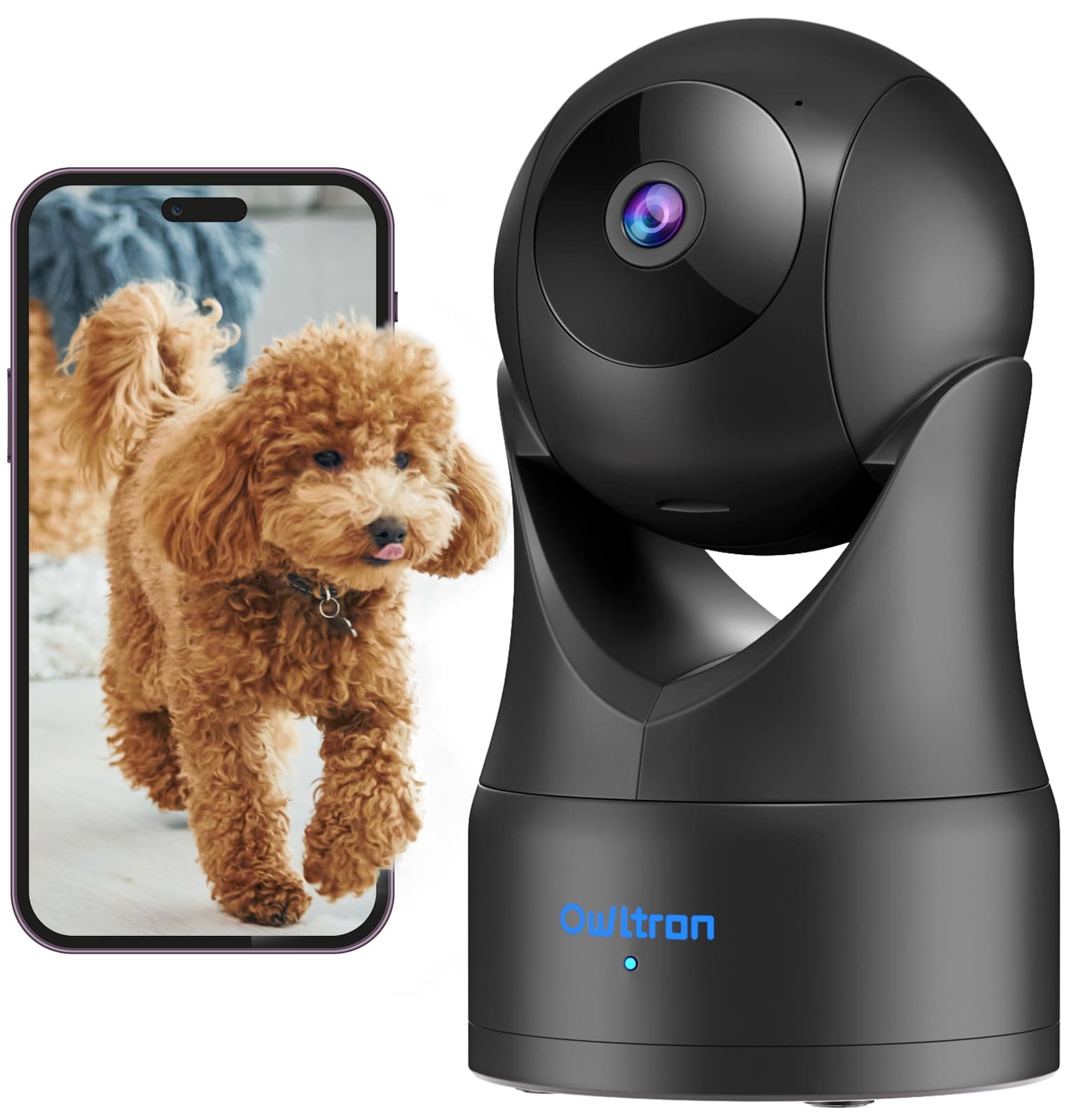 Indoor Camera 2K, 360 Cameras for Home Security with Motion Detection, Baby Monitor with Phone App, 2.4G WiFi Pet Cam with Night Vision & 2-Way Audio