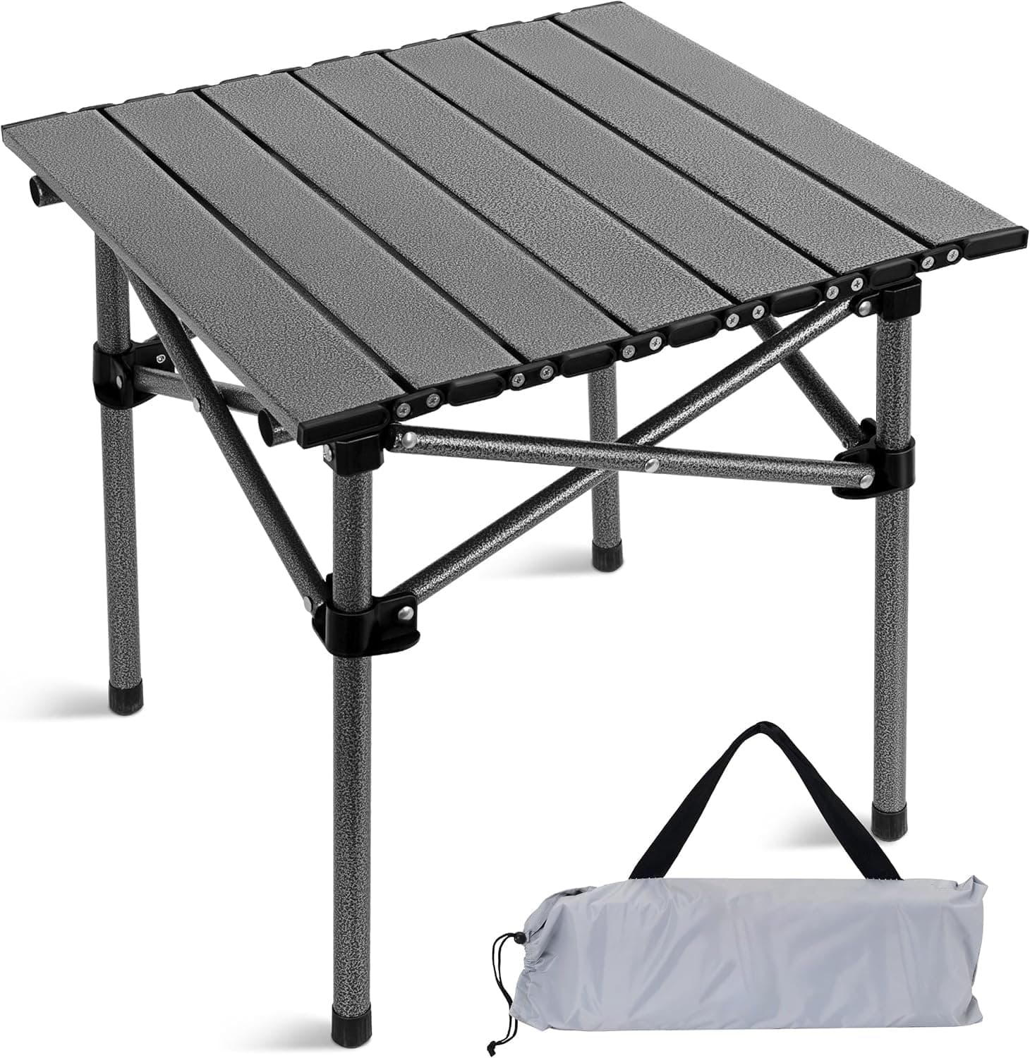 Folding Camping Table,Portable Table for 1-2 Persons -Collapsible Table Lightweight with Carry Bag for Camping, Hiking, Picnics, BBQs, Beach Trips & Tailgating (Black, M(16.5 inch))