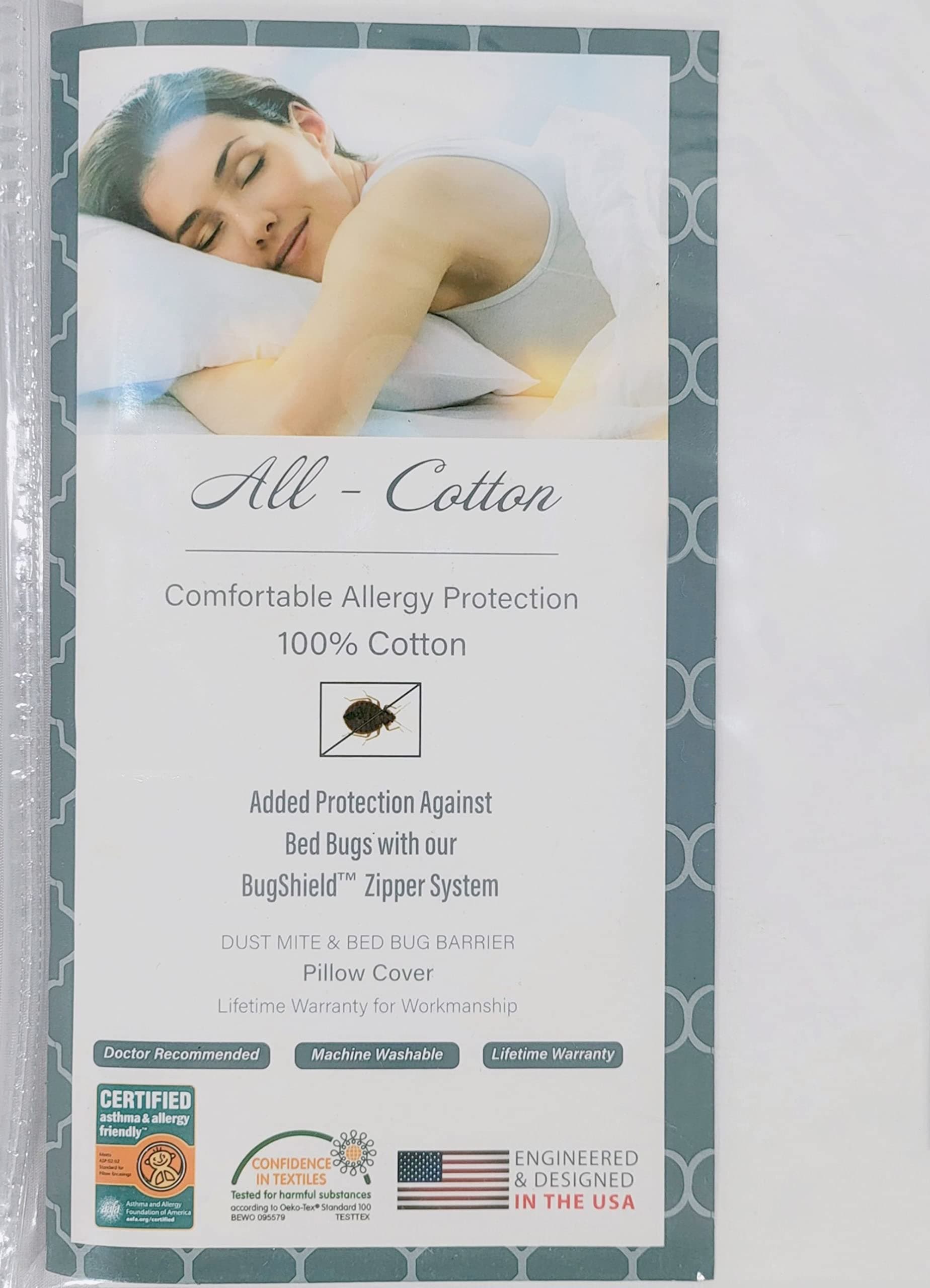 Allersoft Square Cotton Dust Mite and Allergy Control Pillow Protector, 20 by 20-Inch