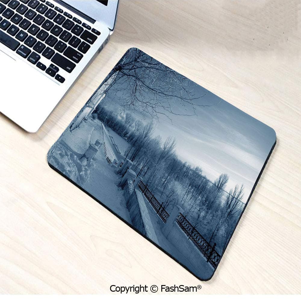 Personalized 3D Mouse Pad Ice Cold Frozen Snowy Scenery from Castle Like Balcony with Leafless Branches Art for Laptop Desktop(W9.85xL11.8)