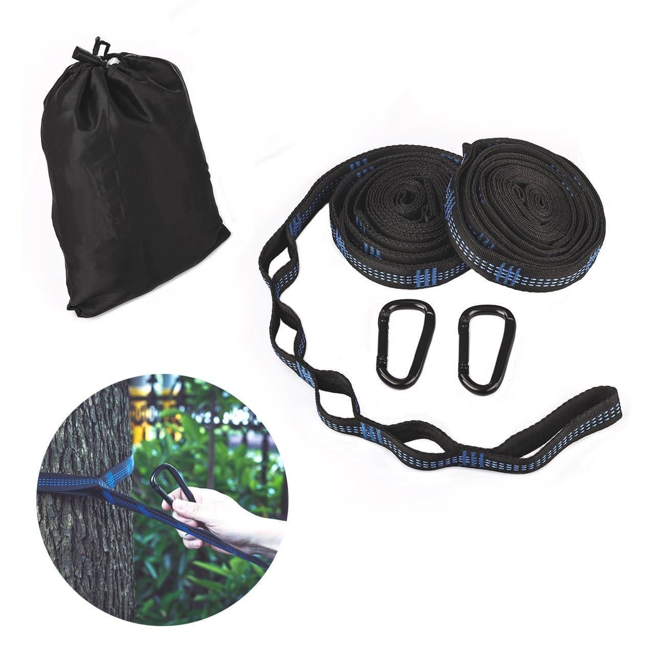 Ecent Hammock Tree Hanging Straps(Set of 2) W 2 Heavy Duty Lock Snap Hook Carabiners Carrying Bag, Fits All Hammocks