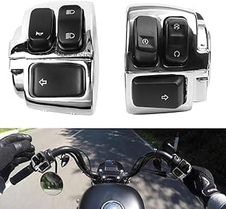BHB Motorcycle 1" Handlebar Switches Control and Wiring Harness Compatible with Harley Softail 1996-2012 Dyna Sportster V-Rod (Silver)