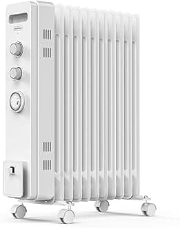 VonHaus Oil Filled Radiator 11 Fin, Heater Portable Electric Free Standing 2500W for Home, Office, Any Room – 24 hour Timer, Adjustable Thermostat, 3 Heat Settings, 4x Wheels, 1.5m Power Cable