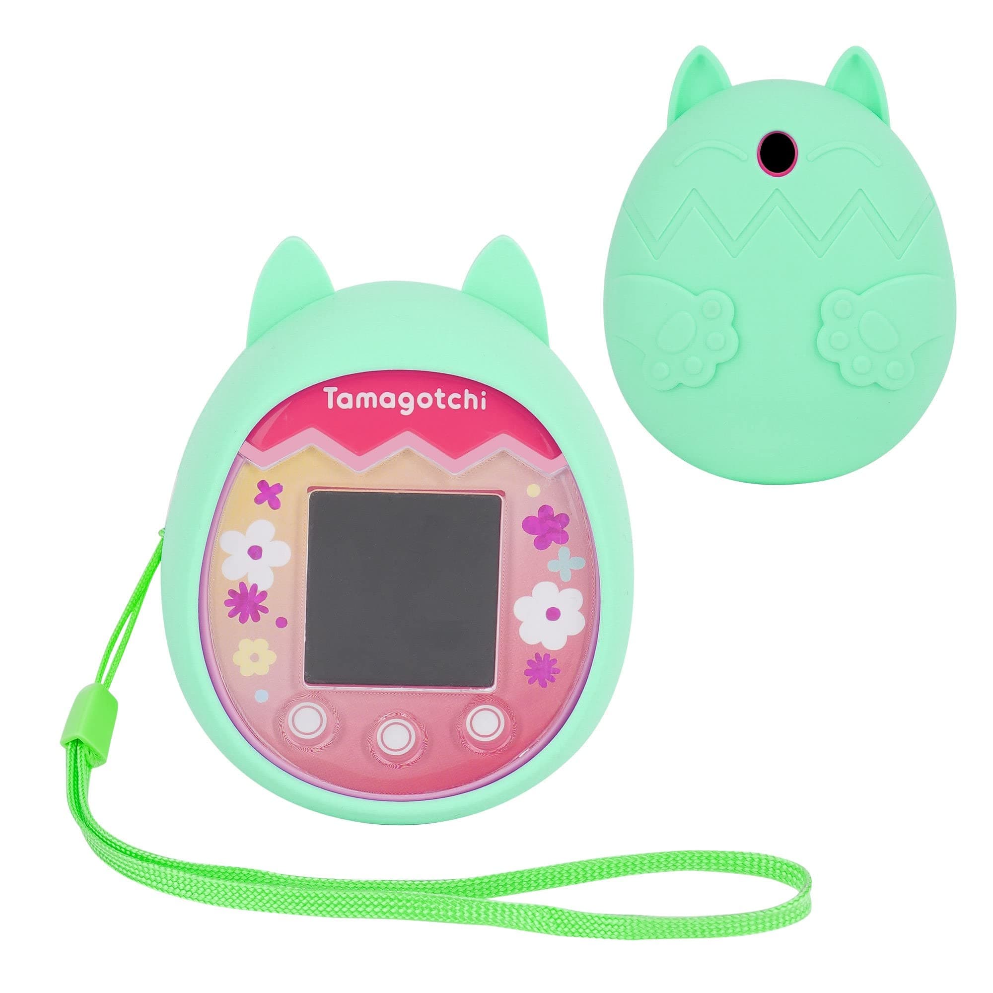 Virtual Pet Game Machine Silicone Case Compatible with Tamagotchi Pix with Hand Strap. (Green)