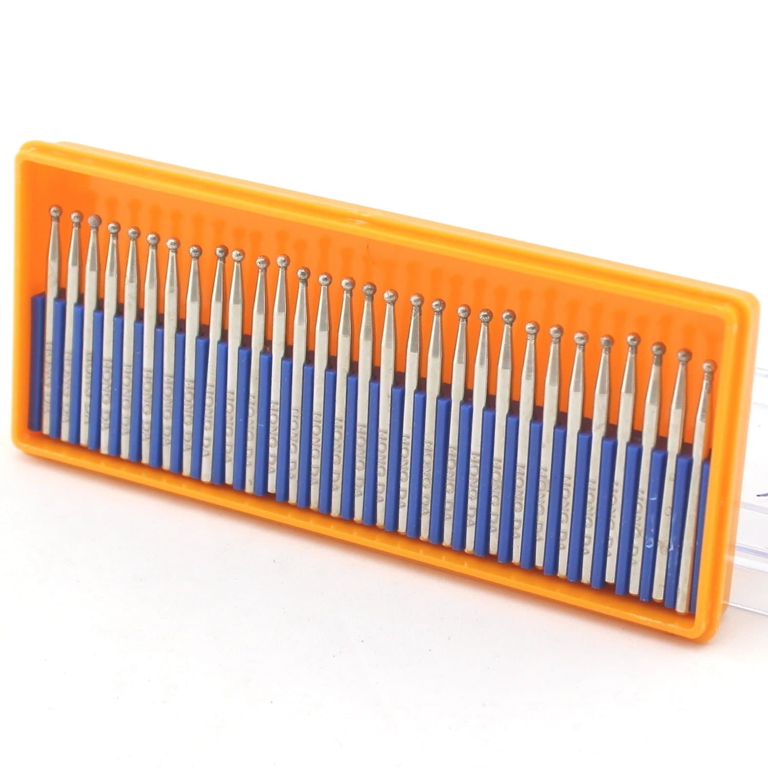 JINGLING Diamond Grinding Bits 2.5mm Spherical Head Bur for Dremel Pack of 30Pcs