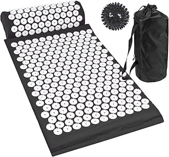 Komodo Acupressure Mat with Pillow & Ball Acupuncture Pin Massage Set (Black)