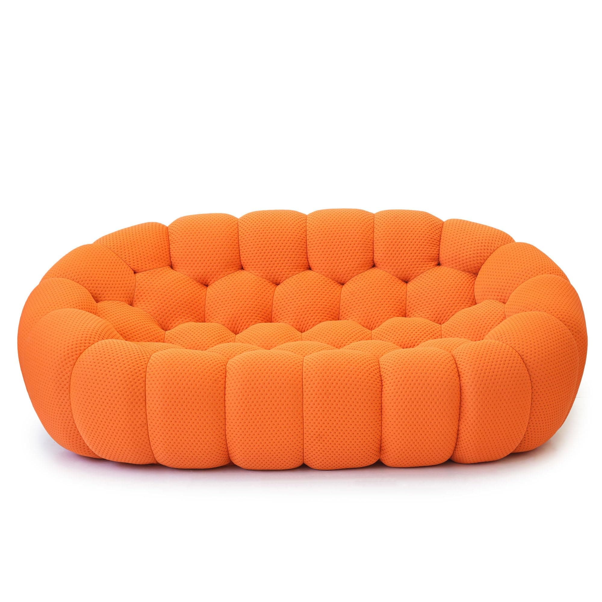 Bubble Couch, Curved Loveseat Sofa, Memory Foam Mesh Fabric Round Lazy Floor Couch, Bubble Sofa with 3D Honeycomb Shape Curved Sofas for Living Room, No-Assembly (Orange, 78.74")