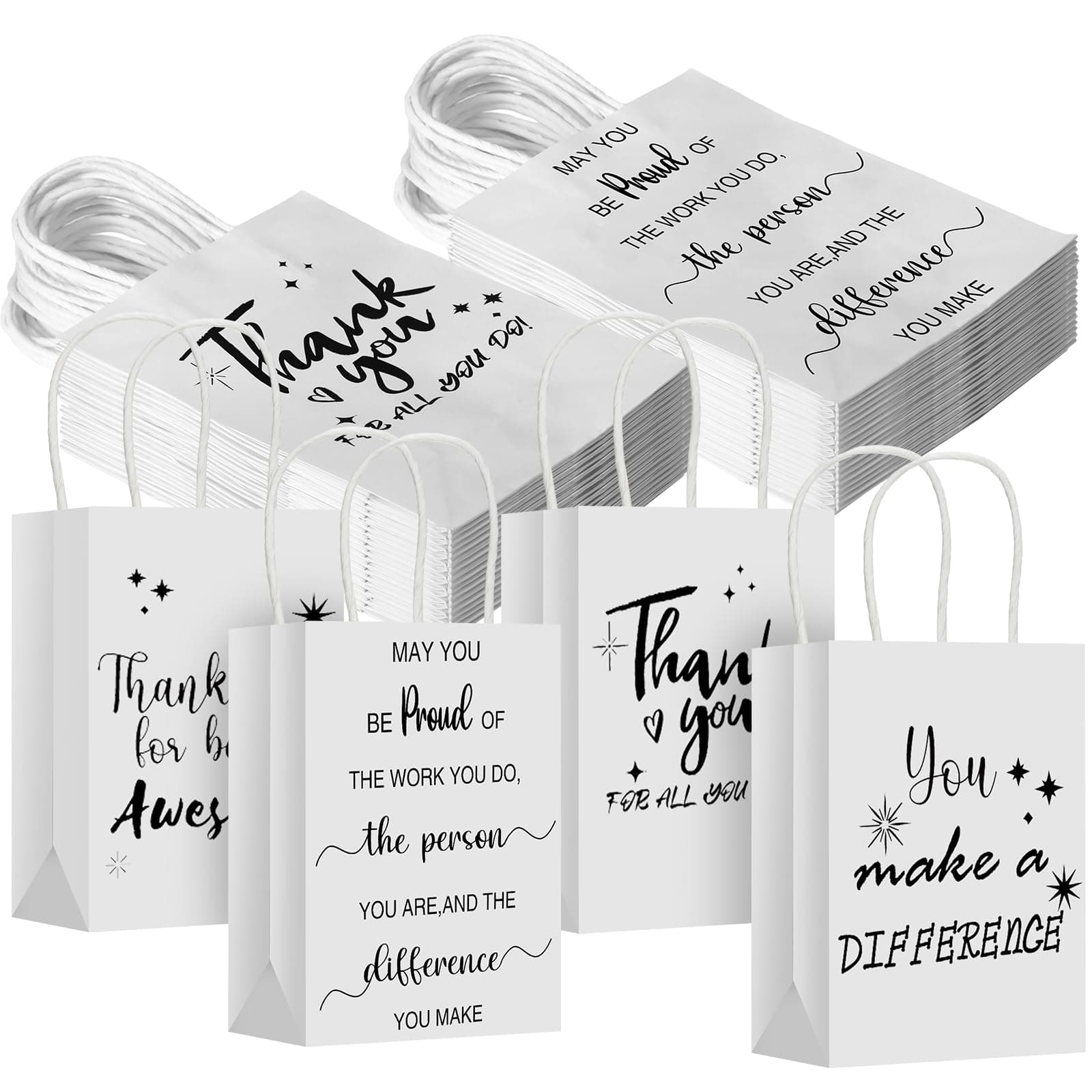 Gueevin 40 Pcs Thank You Gift Bags Bulk for Classroom School Housekeeping Employee Associate Appreciation Gift Coworker Staff Team Surgical Tech Thank You for Being Awesome(Appreciation,White)
