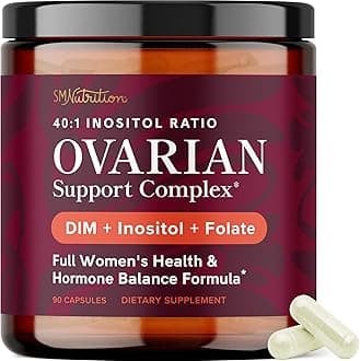 Ovarian Support for Hormone Balance for Women | Healthy Ovulation, Menstrual Cycle & Reproductive Health Support | DIM Supplement with Myo-Inositol & D-Chiro Inositol & Folate Complex | 30 Day Supply