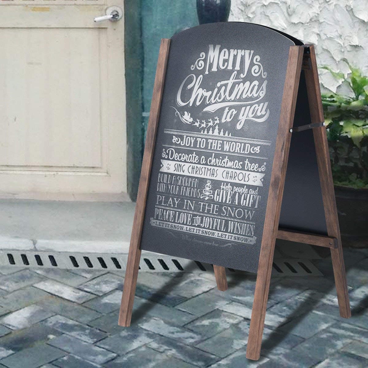 COSTWAY Chalkboard A-Board, Double Sided Replaceable Blackboard, with 4 Writing Board Frame Pavement Sign | Freestanding Advertising Board for Café, Shop, Pub, Outdoor and Indoor (41 x 45 x 78 cm)