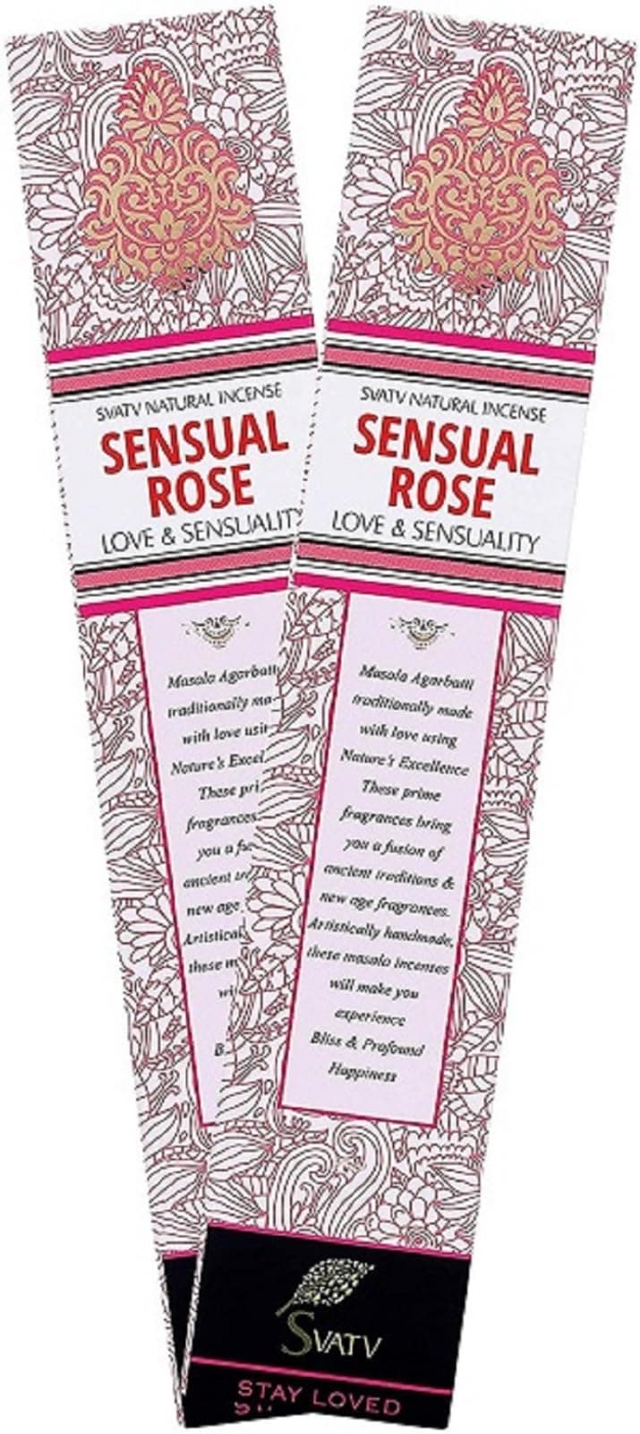 SVATV Herbal & Ancient Method Rose Incense Stick with pack of 2 Incense for Meditation, Yoga, Spiritual, Aromatherapy Energy Cleansing & Calm Down The Mind - 15g x 2 incense | 30g | 1.05oz