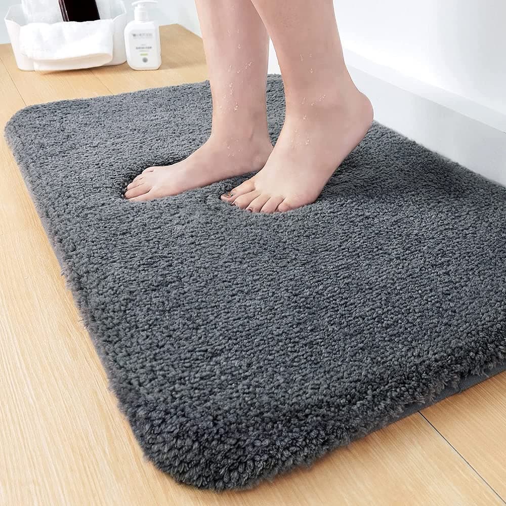 VMPS Super Non-Slip Rapid Water Absorption Soft and Comfortable Easier to Dry Machine Wash Bathmat/Bathroom Mat, Grey Pack of 1